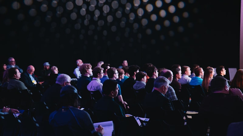 Audience at a technology keynote conference